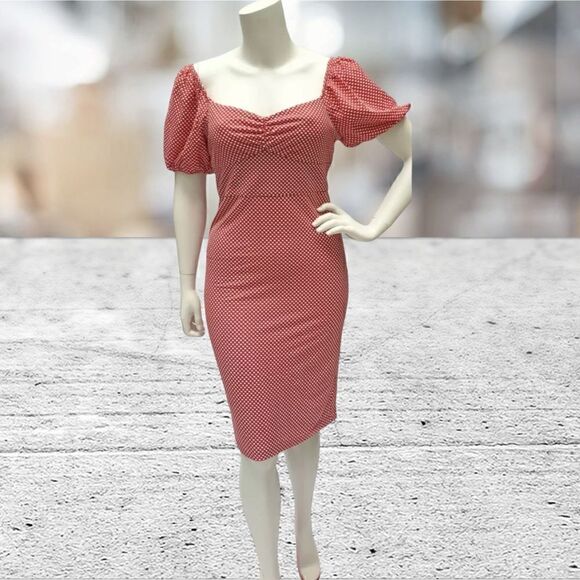 Betsey Johnson Red & White Pinup MIDI Dress Sz12 - Picture 1 of 5